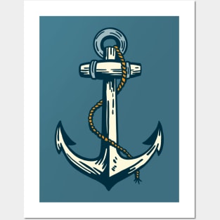 Cool Retro Anchor Illustration Posters and Art